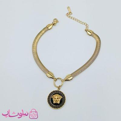 دستبند زنانه ورساچه مشکی با زنجیر ماری کد 2391