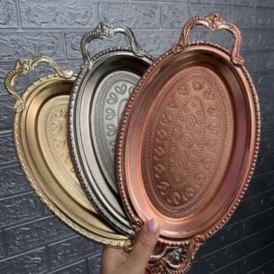 سینی سرو 2 نفره فلزی بیضی