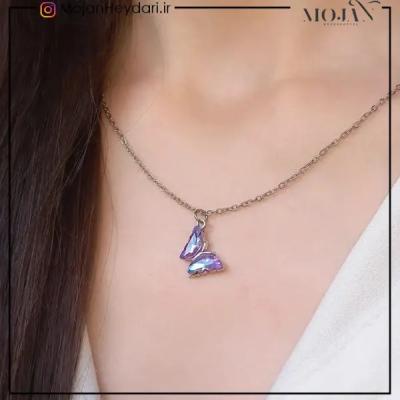 گردنبند پروانه ای مینیمال رنگی کد220