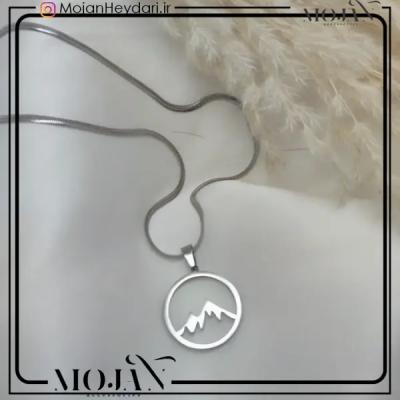 گردنبند با پلاک استیل طرح کوهستان کد7007