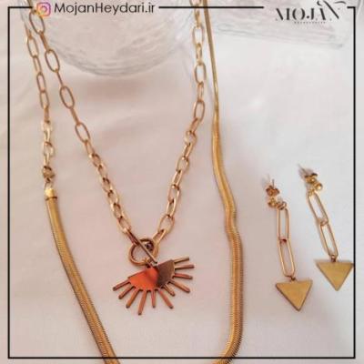 گردنبند استیل خورشید با گردنبند ماری پهن5میل کد 1005