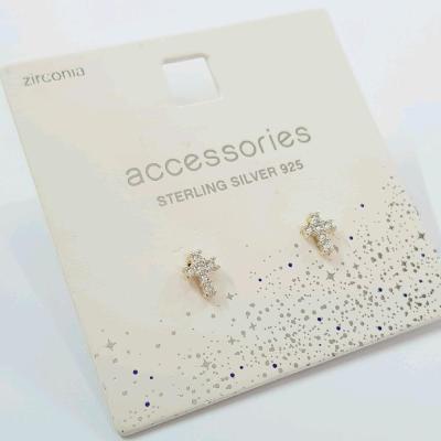 گوشواره گلگوش نقره عیار 925 مدل صلیب تمام نگین ،کار شده با سنگ زیرکنیا