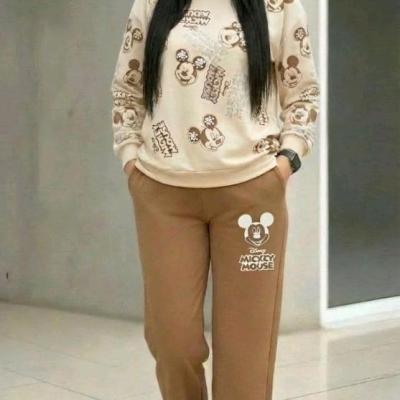 ست بلوز شلوار زنانه مدل میکی موس جنس گلکسی پنبه درجه یک