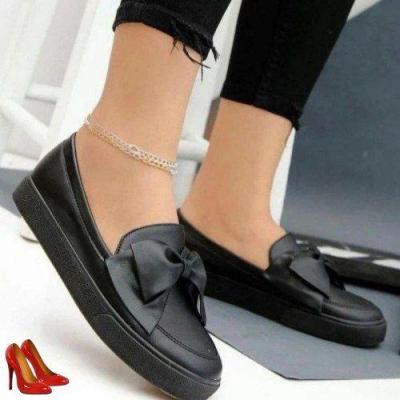 کفش زنانه پاپیون دار در دو رنگ سفید و مشکی