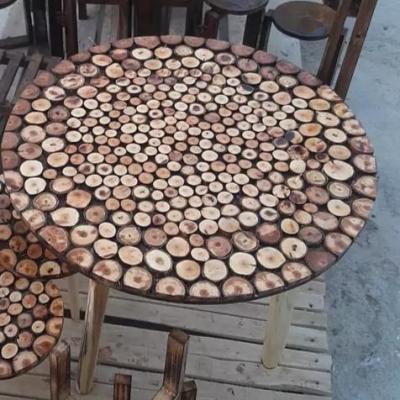 میز جلو مبلی چوبی با تیکه های زردالو ارتفاع 40 سانتی (1عددی) (سفارشی)