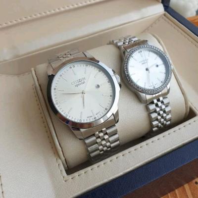 ساعت ست سیتیزن زنانه و مردانه بند استیل صفحه سفید