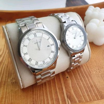 ساعت ست سیتیزن زنانه و مردانه بند استیل نقره ای صفحه سفید