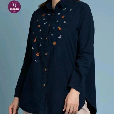 مانتو زنانه سایز بزرگ نخی گلدوزی شده آتریسا