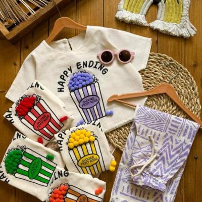 کراپ شلوار دخترانه جنس لینن تیشرت شلوار دخترانه لنین