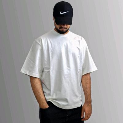 تیشرت دورس باکسی سفید استخوانی