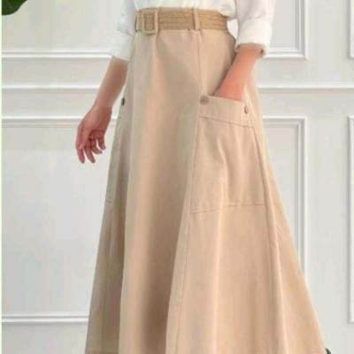 دامن لنین جیب دار