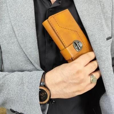 کیف پول و موبایل سه‌لت دست‌دوز زنانه و مردانه قفل ناخنی، جادار و شیک