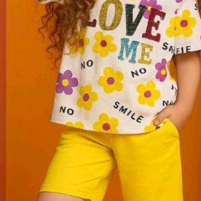 تیشرت شلوارک دخترانه طرح LOVE