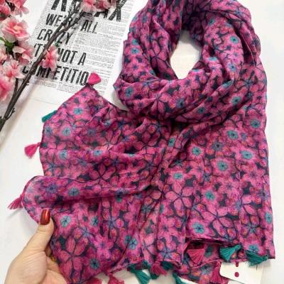 شال نخی وارداتی trf ارسال رایگان شال صورتی سرخابی