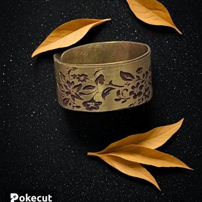 انگشتر برنجی طرح گل و بوته