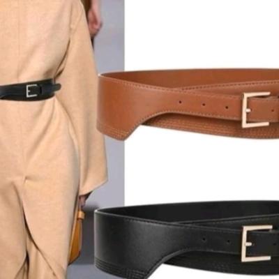 کمربند مجلسی زنانه از چرم صنعتی، مناسب لباس زنانه رنگ مشکی و عسلی