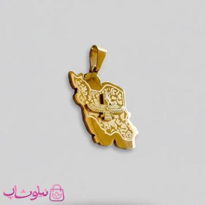 گردنبند فروهر و نقشه ایران مدل طلایی رنگ کد 190