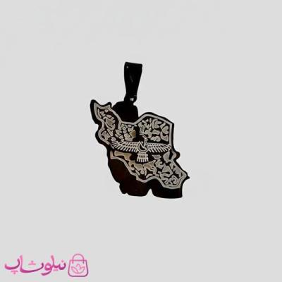 گردنبند فروهر و نقشه ایران مدل مشکی رنگ کد 190