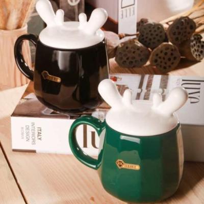 ماگ طرح گوزن یشمی مشکی RK