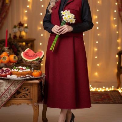 ست دوتیکه جلیقه و پیراهن مدل میرا