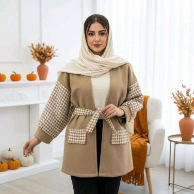 مانتو زنانه پاییزه پشمی و فوتر فری سایز مانتو کتی