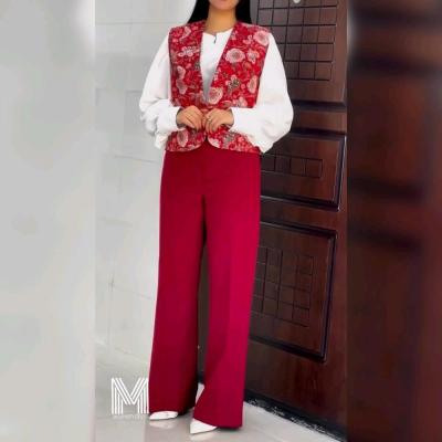 سه تیکه شومیز و شلوار و جلیقه انار