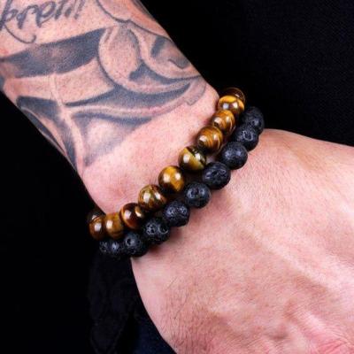 ست دستبند سنگ چشم ببر و لاوا