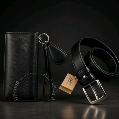 ست هدیه کیف و کمربندچرمی رابو پشت چرم سوگو درجه یک سگک استیل دوخت عالی