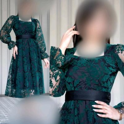پیراهن مهمانی زنانه مدل میدی جنس فلوک مخمل