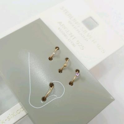 پک چهار عددی پرسینگ بینی حلقه ای نگین دار جنس نقره عیار925