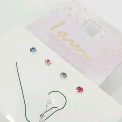 پک پنج عددی پرسینگ بینی نگین رنگی و حلقه ای جنس نقره عیار 925