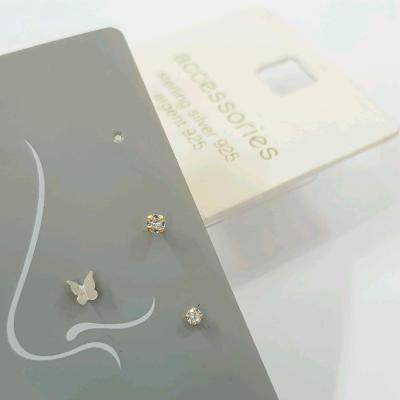 پک سه عددی پیرسینگ بینی ، مدل پروانه جنس نقره عیار925 با آبکاری طلا