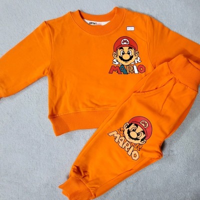 بلوز و شلوار نارنجی طرح ماریو سایز 30