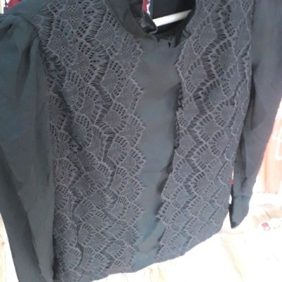 شومیز استین بلند کرپ دانتل مشگی سایز34،38