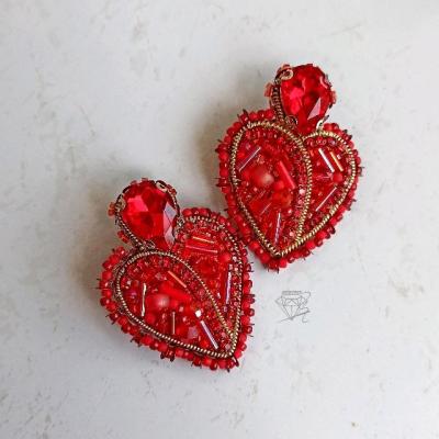 گوشواره جواهر دوزی قلبی