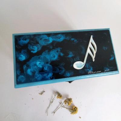 جعبه دمنوش چوبی نقاشی طرح ملودی