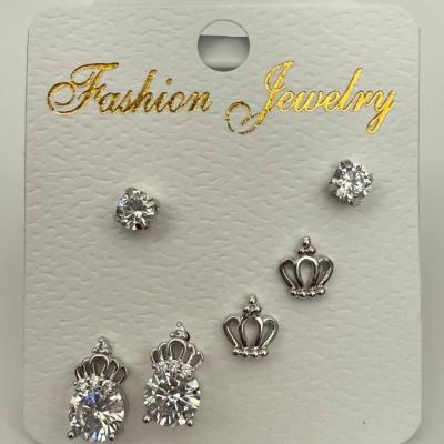 ست سه تایی گوشواره استیل طرح تاج