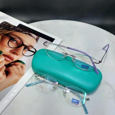 عینک طبی فریم لس زنانه ماوی عینک نگین دار شکیل مناسب نصب انواع عدسی
