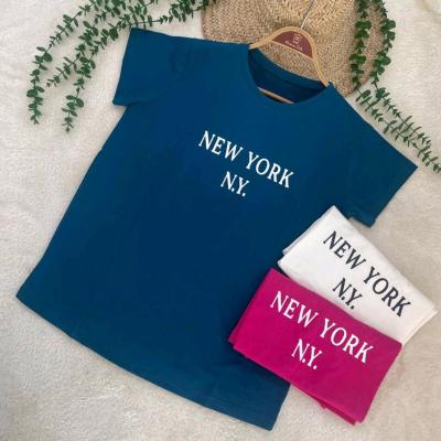 تیشرت زنانه رنگی NY جنس پنبه