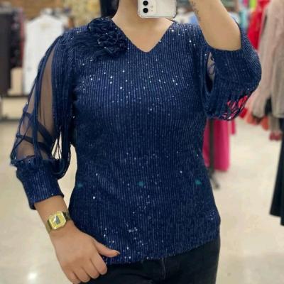 شومیز پولک دار یقه گل دار