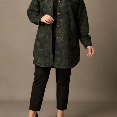 مانتو طرح دار پاییز زمستونه ریما مدل طرح گازوئیلی ضخیم 46تا 56