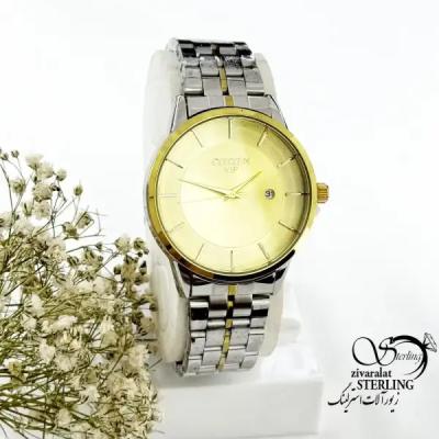 ساعت استیل دورنگ صفحه طلایی برند CITIZEN کد 19977