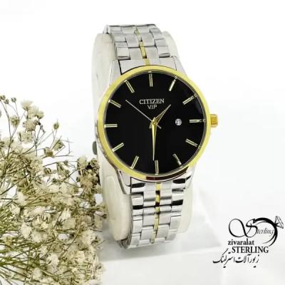 ساعت استیل دورنگ صفحه مشکی برند CITIZEN کد 19978