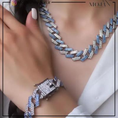 نیم ست فول نگین آبی کد 1122