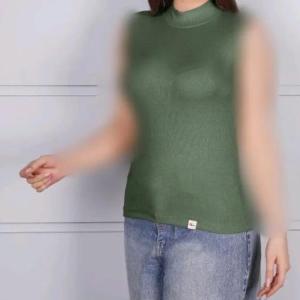تاپ سبز زنانه دخترانه یقه 5 سانتی