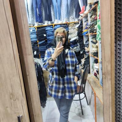 مانتو بافت پشمی مدل چهارخونه پشمک