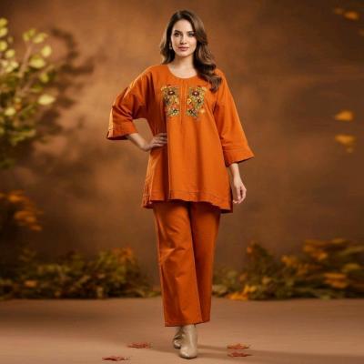 ست مانتو شلوار لنین گلدوزی،