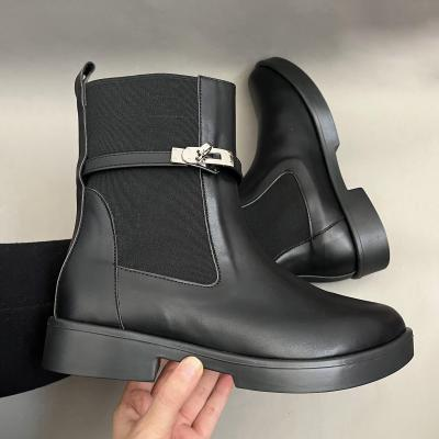 نیم بوت زنانه کشی ساق بلند مدل هرمس رنگ مشکی سایز 37 تا 40