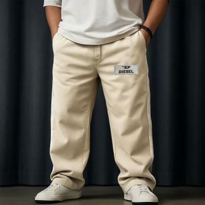 شلوار اسلش بگ نواردار کنفی جنس بنگال رنگ کرمی