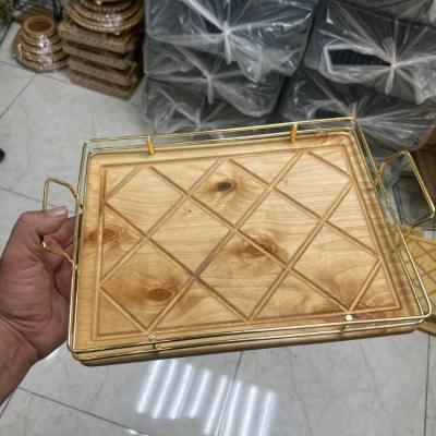 سینی فلزی چوبی